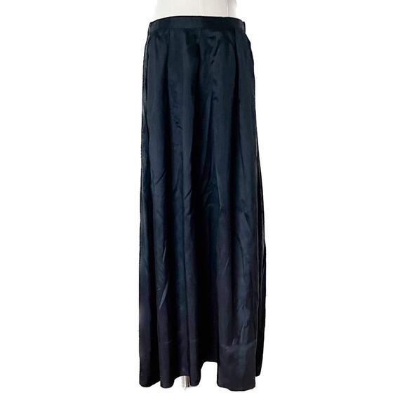 Vintage 80s black taffeta maxi skirt size medium M - Picture 2 of 8
